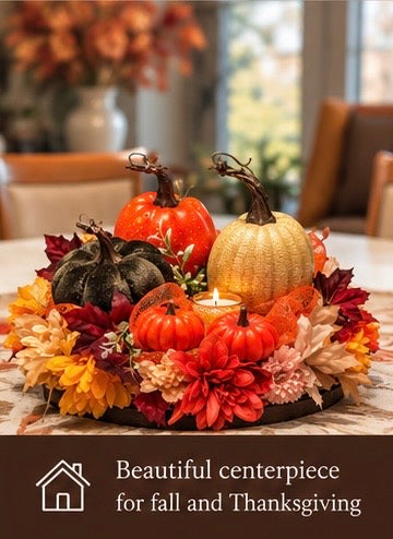 Handmade Fall Pumpkin Garland - Table & Mantel Decor 13.5"