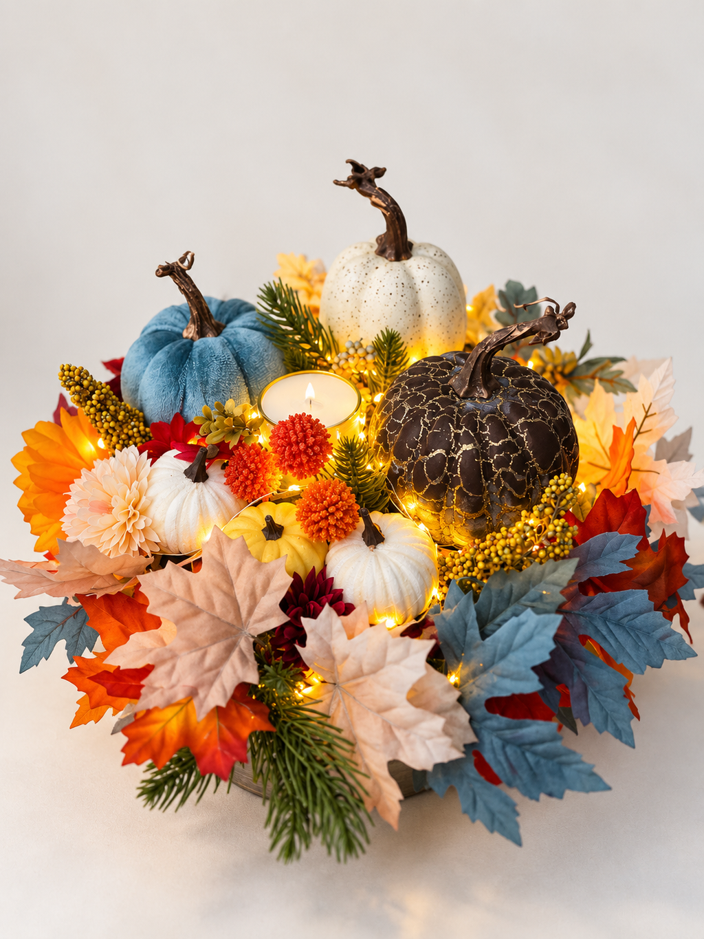 Cozy Autumn Pumpkin Centerpiece – 7"