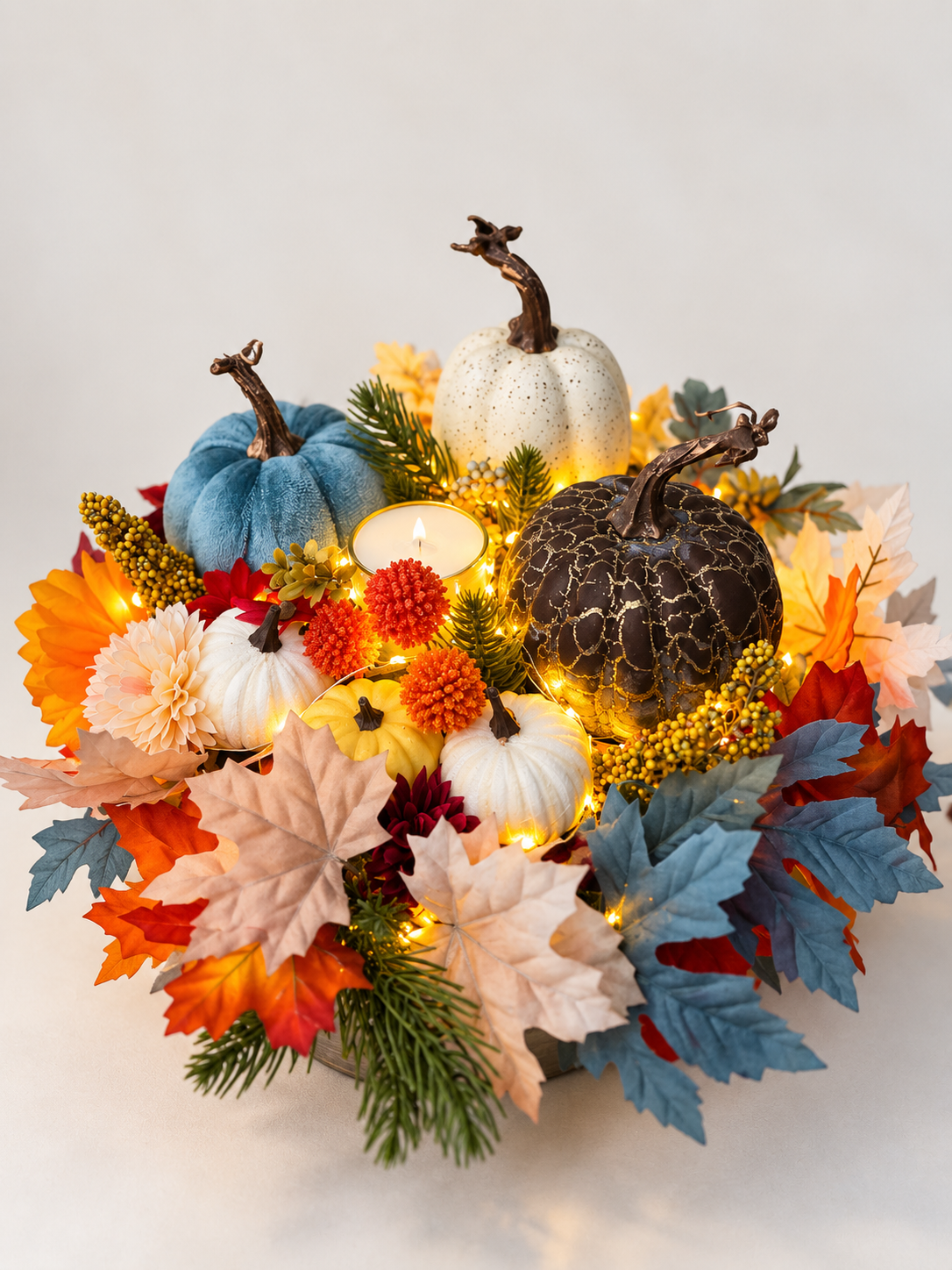 Cozy Autumn Pumpkin Centerpiece – 7"